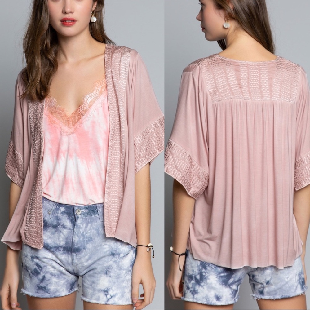 🆕POL Blush Silky Touch Embroidered Cardigan